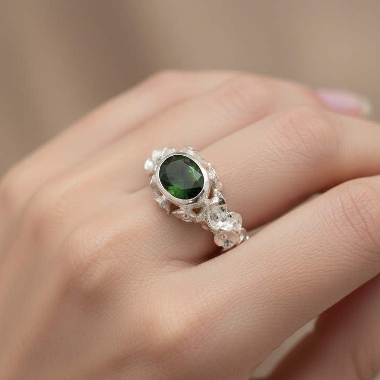 Ring FLOWERS Grüner Turmalin