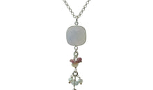 Chalzedon Halskette mit Turmalin &amp; Perlen Charm