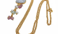 Chalzedon Halskette mit Turmalin &amp; Perlen Charm
