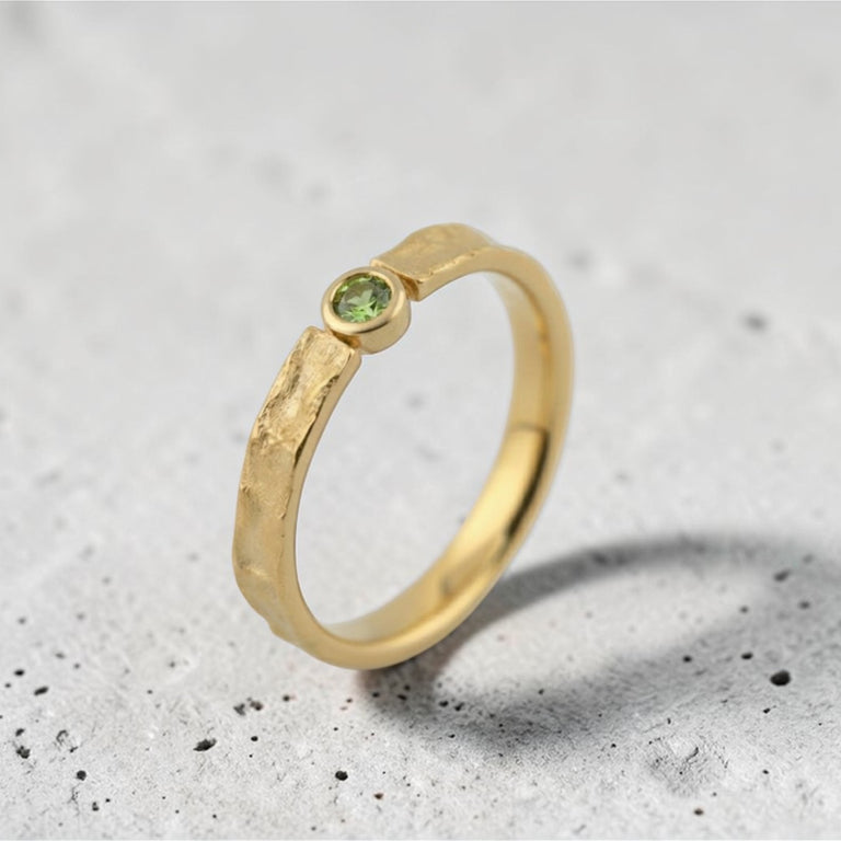 Keenan Green Tourmaline Ring | Bezel Set Gold Ring
