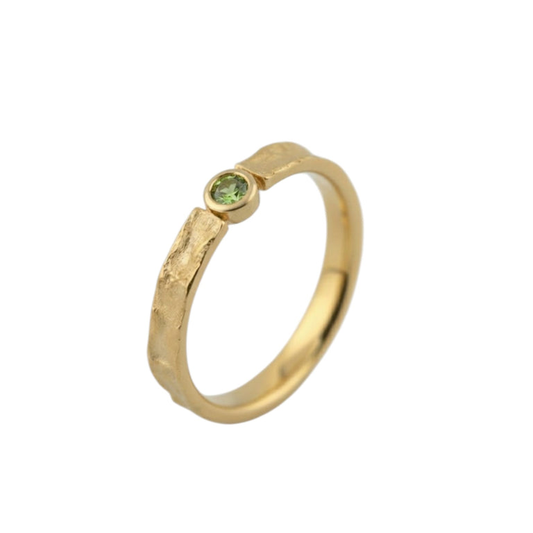 Keenan Green Tourmaline Ring | Bezel Set Gold Ring