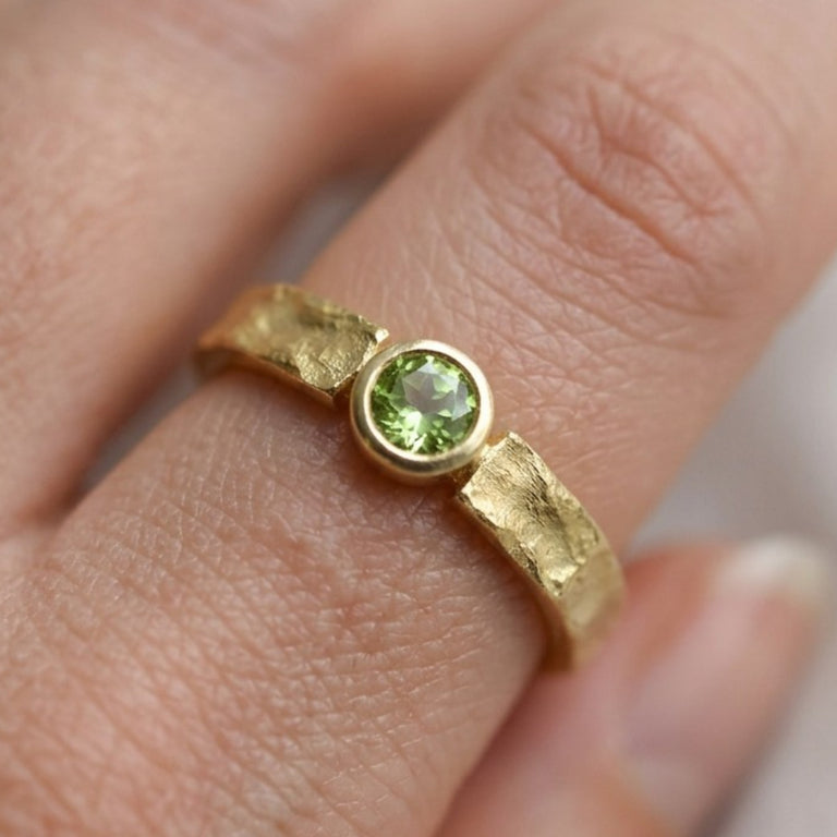 Keenan Green Tourmaline Ring | Bezel Set Gold Ring