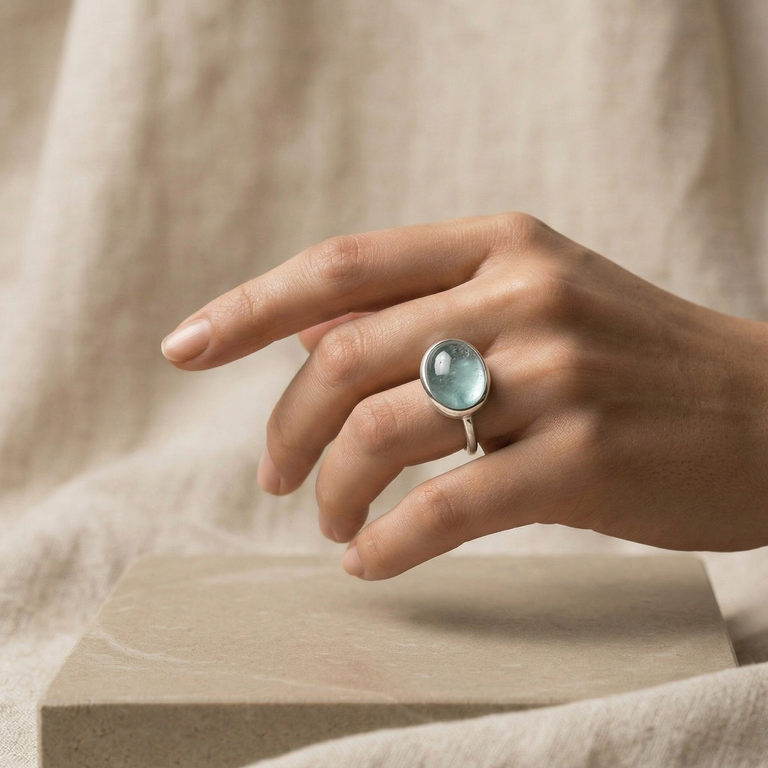 Ring MALIA mit Aquamarin 12 X 18