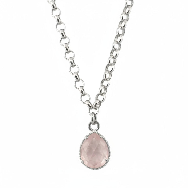 Silberkette mit Rosenquarz-Anhänger