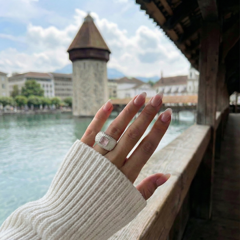 Ring DOTTERA mit Rosenquarz