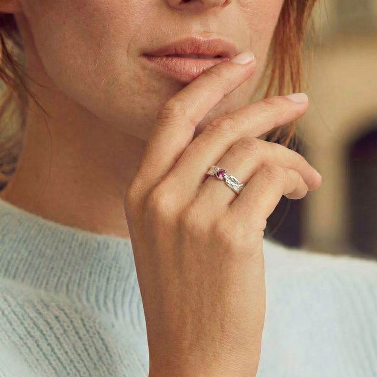 Ring KEENAN 5 mm mit  Rosaturmalin