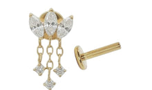 Titan G23 Piercing mit Navette Zirkonia &amp; beweglichem Charm