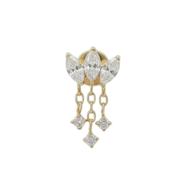 Titan G23 Piercing mit Navette Zirkonia &amp; beweglichem Charm