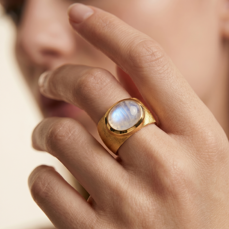 Unikate Ring NADINE – 925 Sterling Silber, Mondstein