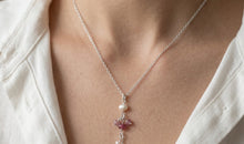 Feine Y-Kette mit Rosturmalin und Perlen – elegant & filigran