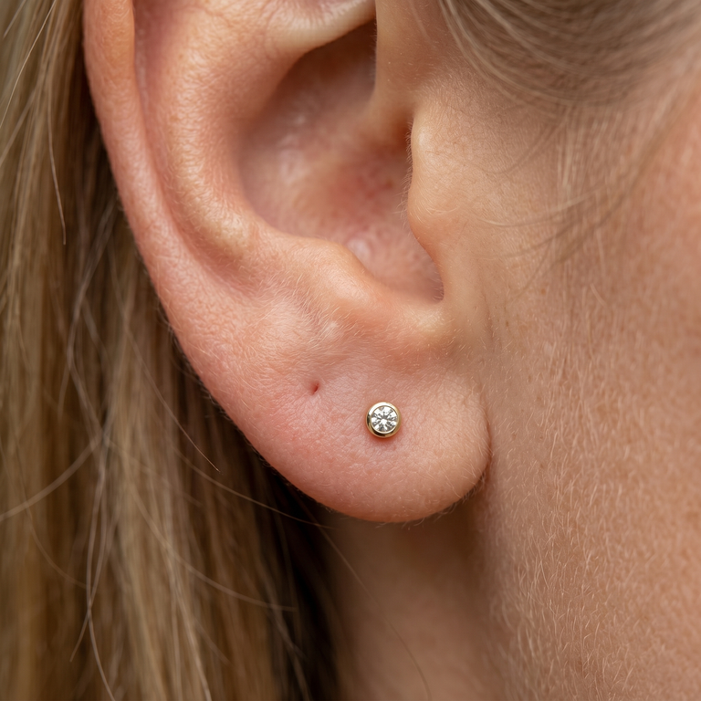 Ohrstecker ESTIA mit Diamant Full Cut 2.5 mm 18 K Gelbgold