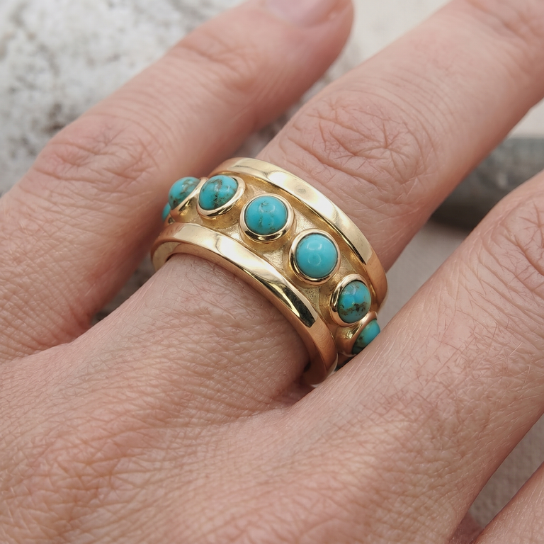 Mallory Türkise Einzelstück Ring Grösse 58