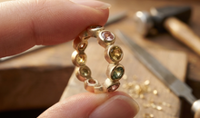 Ring Estia 4 mm Turmaline und Rauchquarz