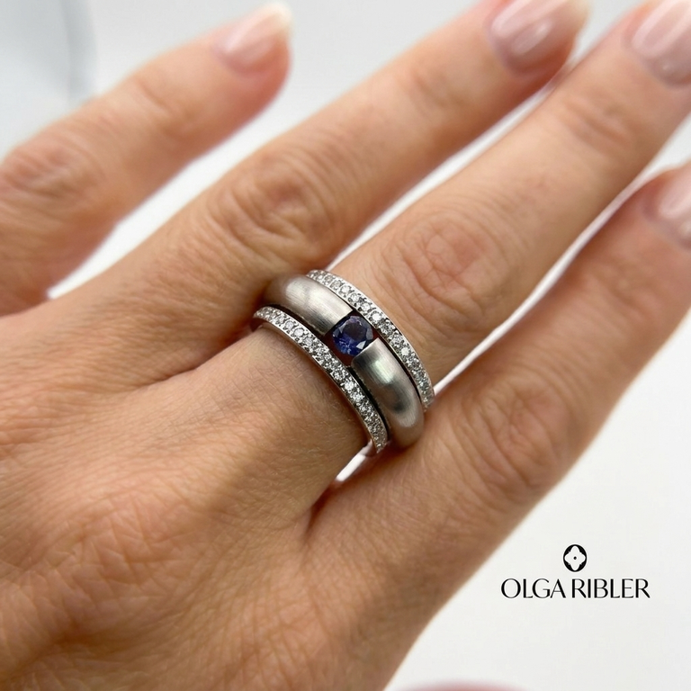 3-teiliges Ring-Set Edelstahl mit Iolith SALE