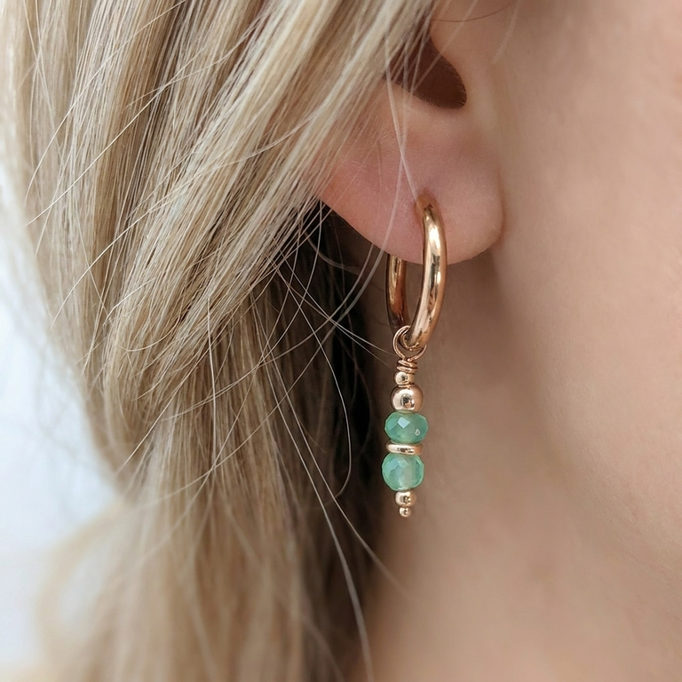 Creolen 16 mm Edelstahl mit Chrysoprase Charms SALE
