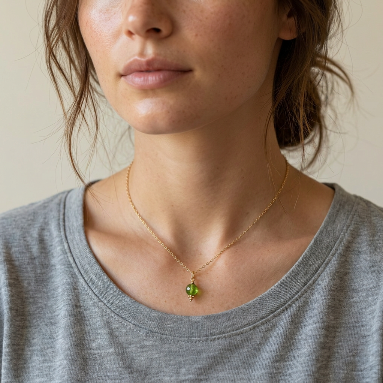 Gliederkette mit 6 mm Peridote Anhänger