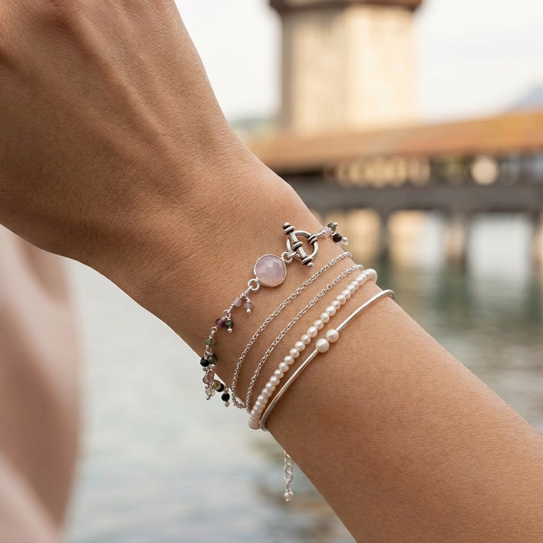 Multiturmalin und Rosenquarz Armband