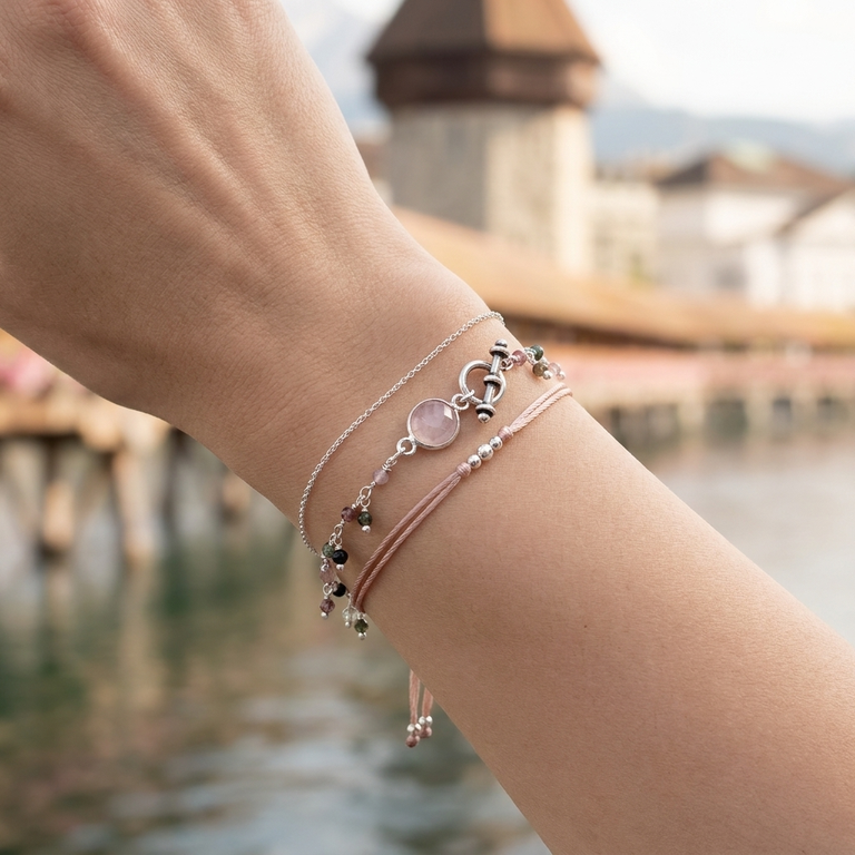 Multiturmalin und Rosenquarz Armband