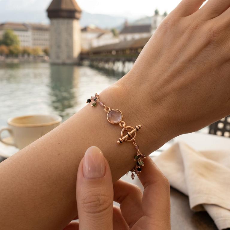 Multiturmalin und Rosenquarz Armband