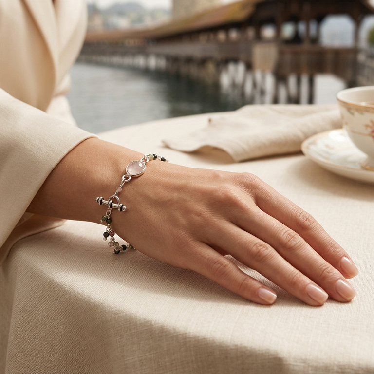 Multiturmalin und Rosenquarz Armband