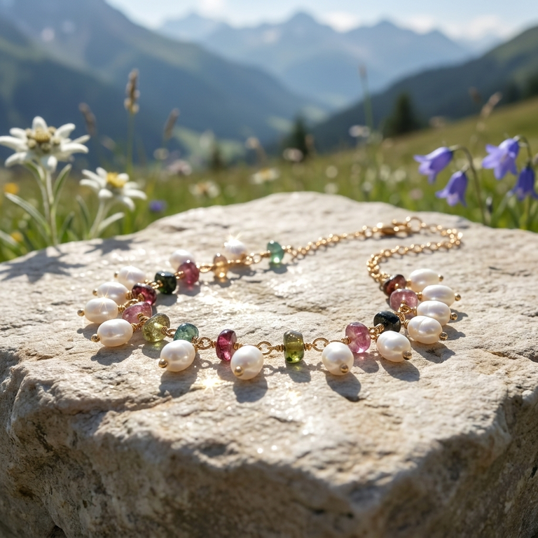 Gliederkette mit kleinen Multiturmalinen und ovalen Perlen