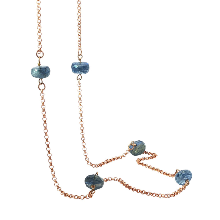 Silberkette mit Iolith – Feine Kette 45 cm | 925 Silber vergoldet