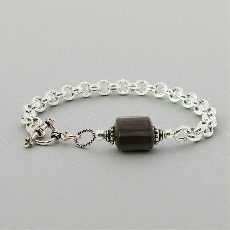 7 mm VALOREA ROLO Armband mit Rauchquarz