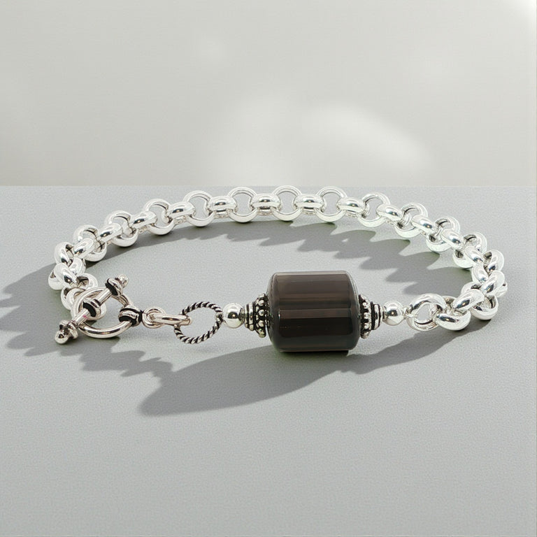 7 mm VALOREA ROLO Armband mit Rauchquarz