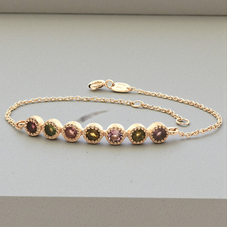 Feines Silberarmband mit Multiturmalinen