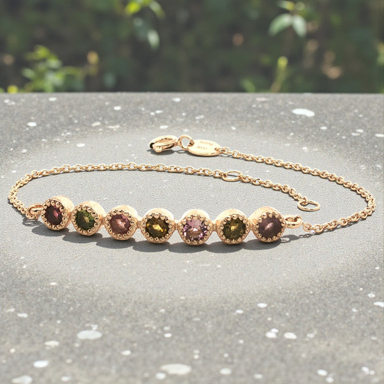 Feines Silberarmband mit Multiturmalinen