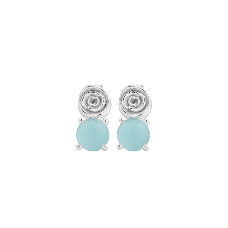 Ohrstecker AMELIA Blau Halzedone Silber