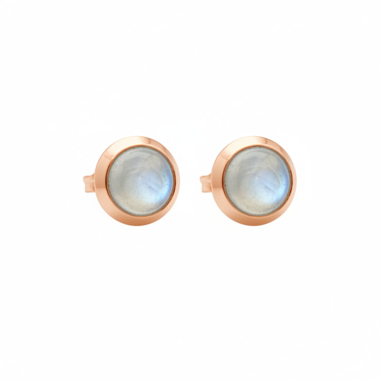 Regenbogen Mondstein Ohrstecker 8 mm – Silber | Edler Schmuck