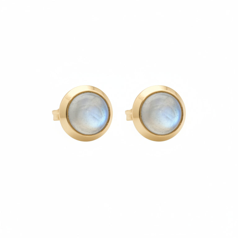 Regenbogen Mondstein Ohrstecker 8 mm – Silber | Edler Schmuck