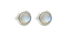 Regenbogen Mondstein Ohrstecker 8 mm – Silber | Edler Schmuck