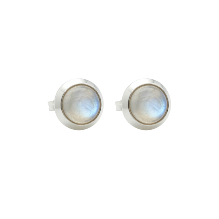 Regenbogen Mondstein Ohrstecker 8 mm – Silber | Edler Schmuck