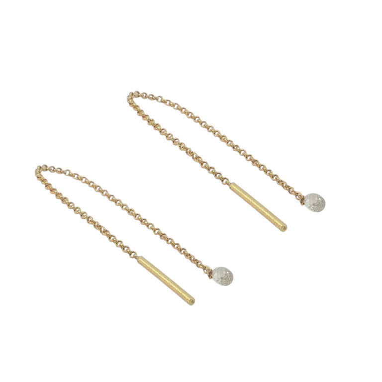 18 Karat Gold Kettenohrringe mit grauem Tropfen-Diamant