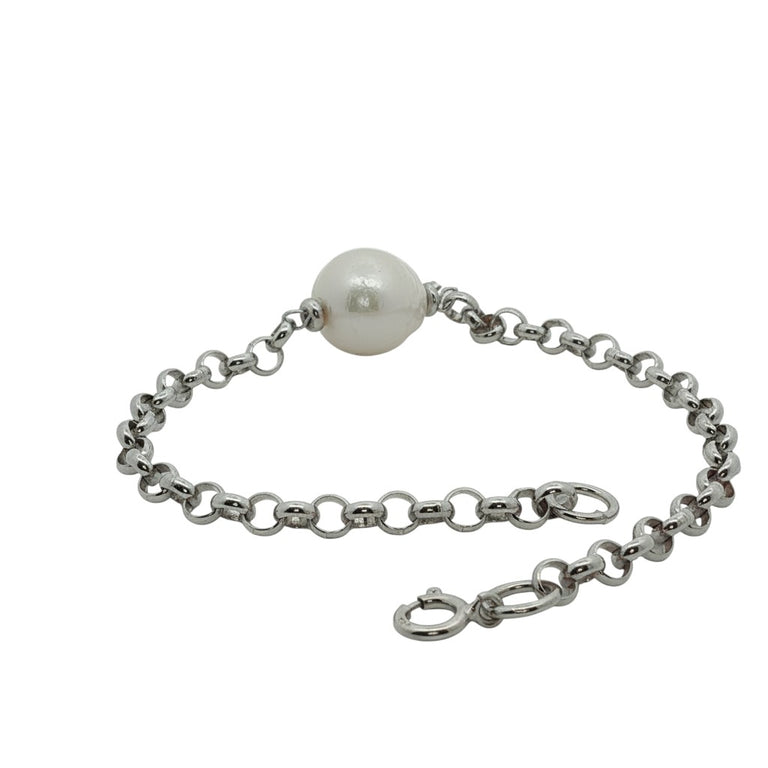 Silberarmband mit Barockperle 11–12 mm | Boho Armband 925 Silber