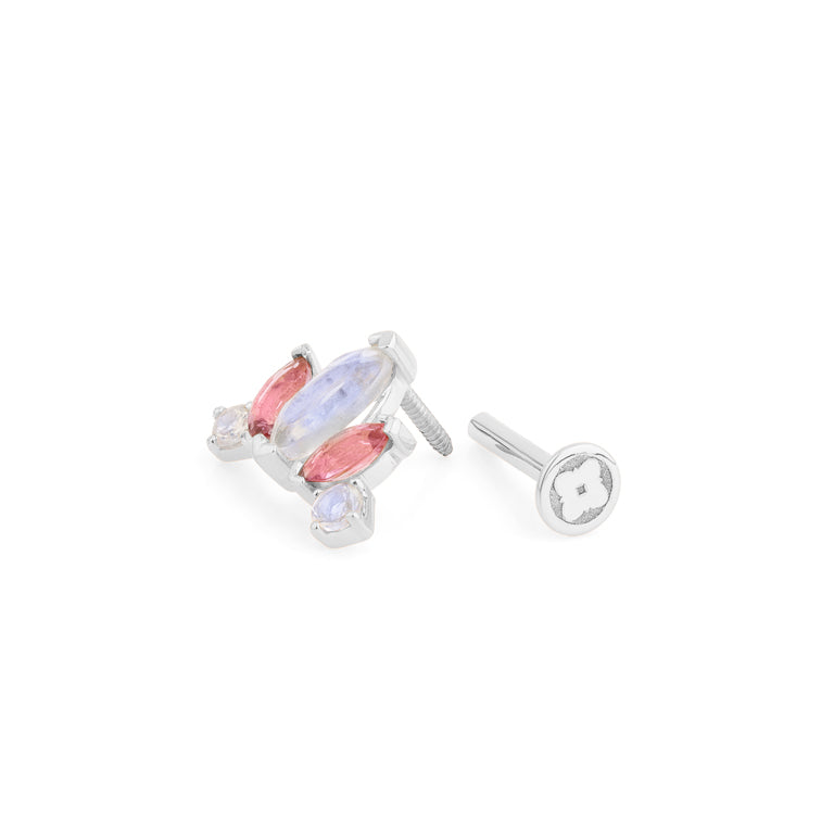 Piercing LOTUS LOVE mit Mondstein und Rosaturmalin