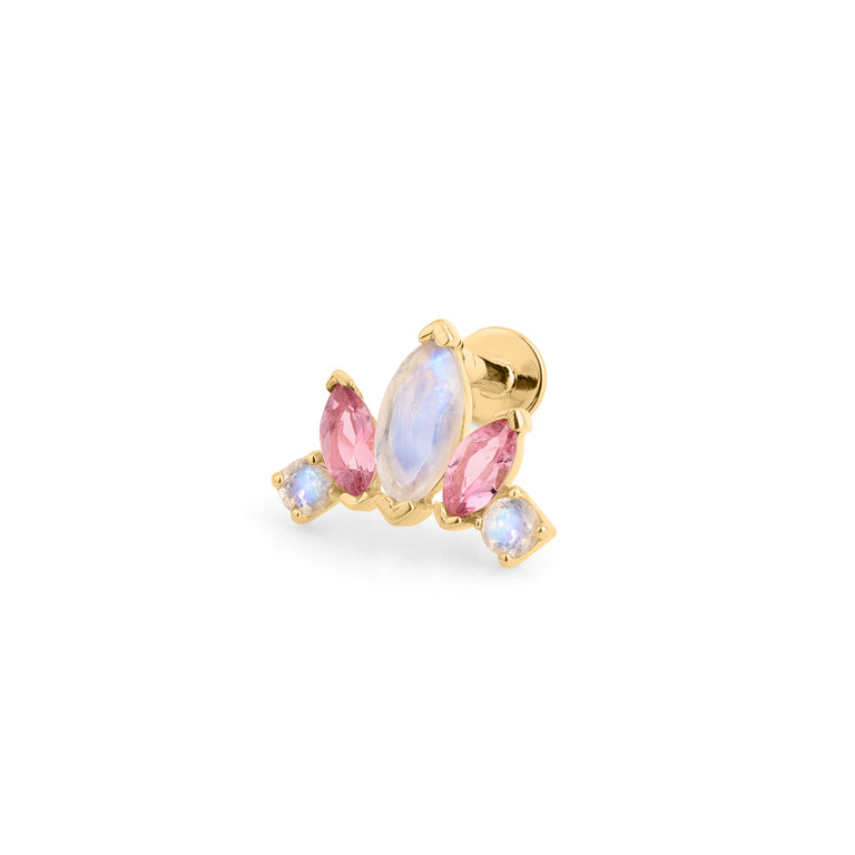Piercing LOTUS LOVE mit Mondstein und Rosaturmalin