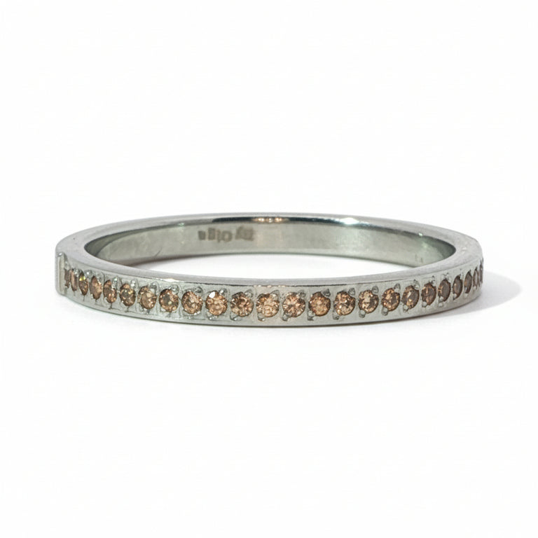 Edelstahl Ring 2 mm mit hellbraunen Zirkonia