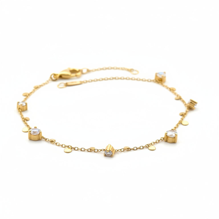 Armband DOREEN 18k gelb Gold Mondstein , Diamanten