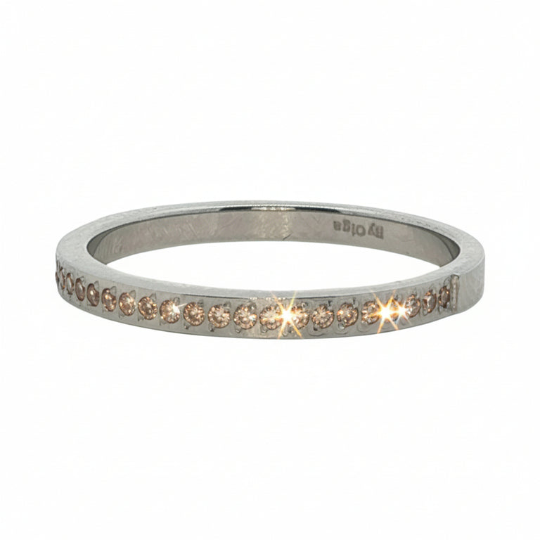 Edelstahl Ring 2 mm mit hellbraunen Zirkonia