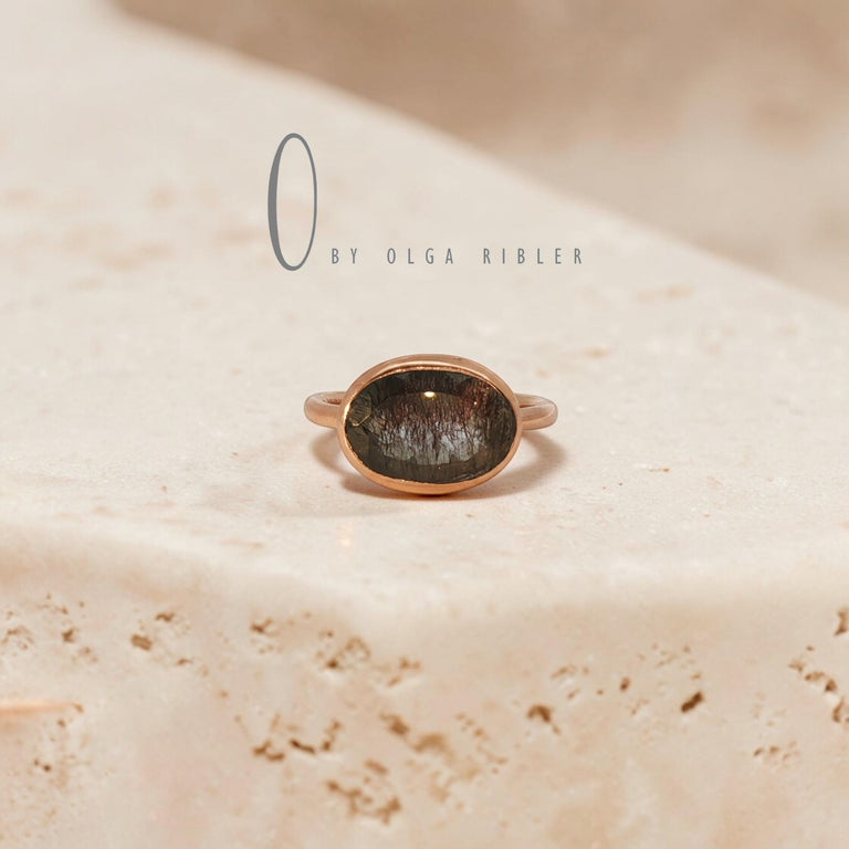 Ring LIVIA Rutilquarz mit Turmalin-Einschlüssen