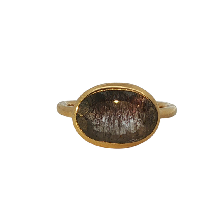 Ring LIVIA Rutilquarz mit Turmalin-Einschlüssen