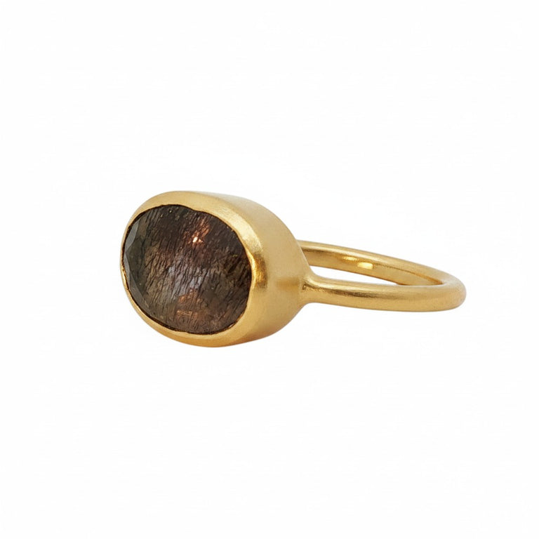 Ring LIVIA Rutilquarz mit Turmalin-Einschlüssen