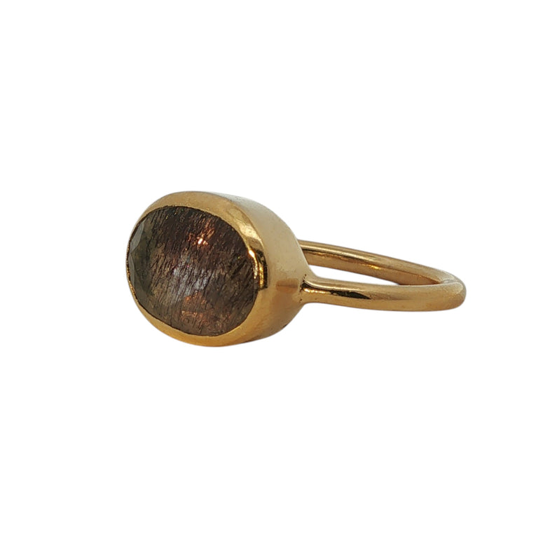 Ring LIVIA Rutilquarz mit Turmalin-Einschlüssen
