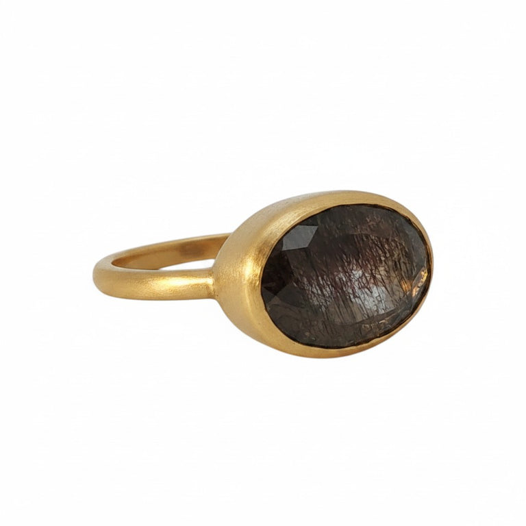 Ring LIVIA Rutilquarz mit Turmalin-Einschlüssen