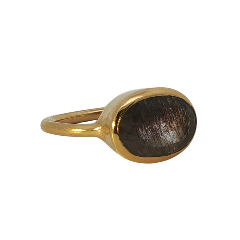 Ring LIVIA Rutilquarz mit Turmalin-Einschlüssen