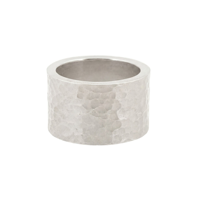 Ring SIMON – Massiv Silber, 15 mm, gehämmert & matt