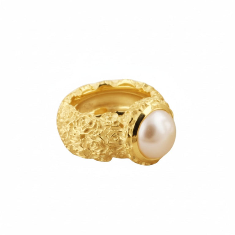Ring LOTTA Perle | Statement Ring mit Rosenmuster